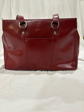 Franklin Covey Burgundy Leather Laptop Tote